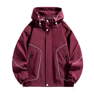 Burgundy jakki með hettu